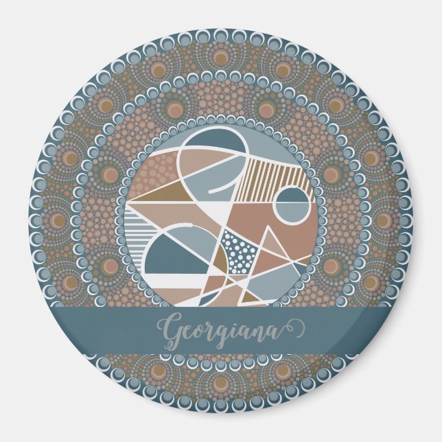 Personalised Teal and Gold Abstract Accent Mandala Magnet (Front)