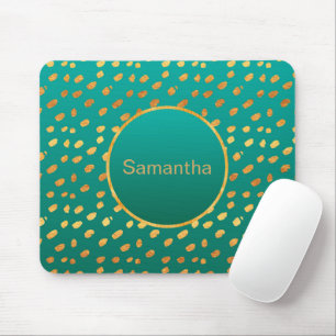 Personalised Teal and Gold Monogram Mousepad
