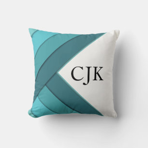 Personalised Teal and White Geometric Cushion