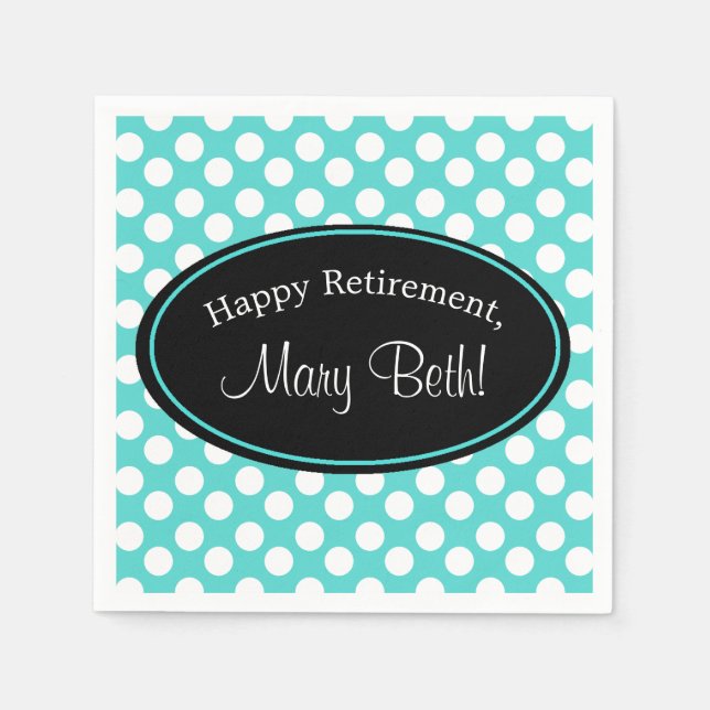 Personalised Teal and White Polka Dot Paper Napkin (Front)
