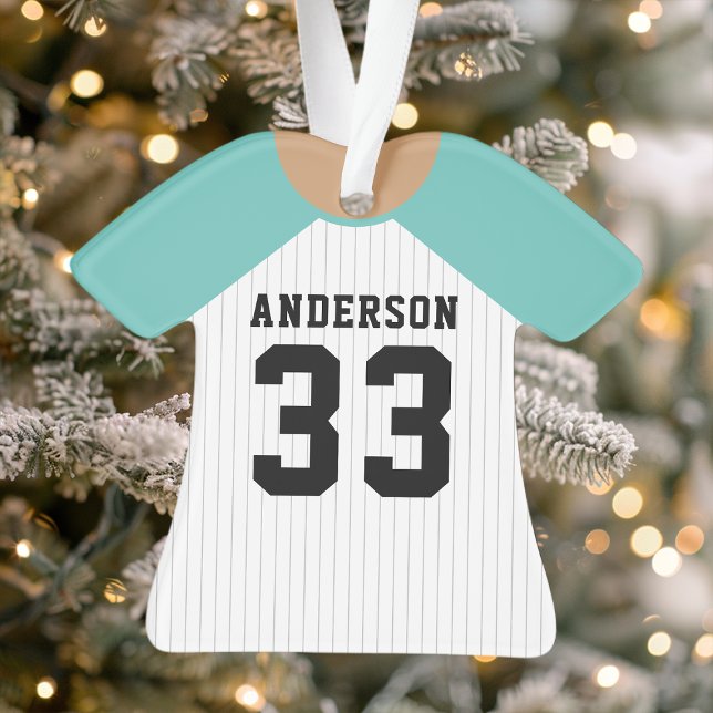 Personalised Teal Baseball Jersey  Ornament (Creator Uploaded)