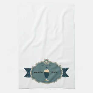 Personalised Teal Beer Label Tea Towel