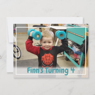 Personalised Teal Blue Boy's Photo Birthday Invitation