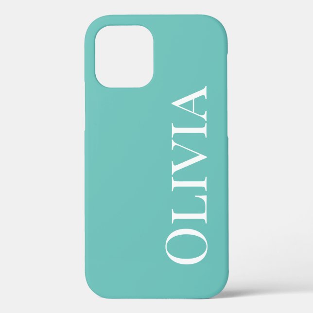 Personalised Teal Blue Green Modern Typography  Case-Mate iPhone Case (Back)