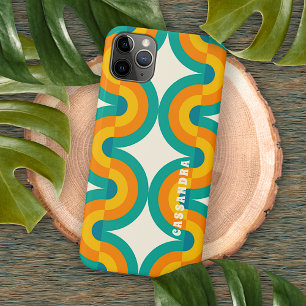Personalised Teal Blue Green Orange Midcentury Art iPhone 11 Pro Max Case
