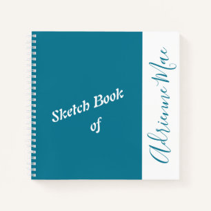 Personalised Teal Blue & White Sketch Book