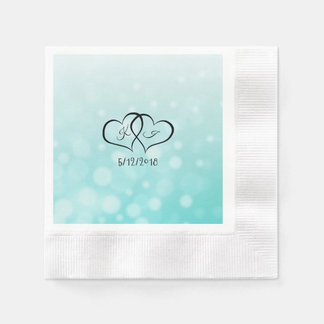 Personalised Teal Bubbles Cocktail Napkin (Front)