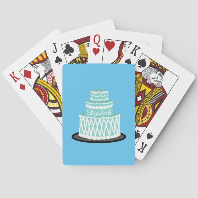 Personalised Teal Cake Playing Cards (Back)