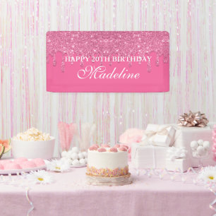 Personalised Teal Dripping Glitter Birthday Banner