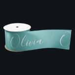 Personalised Teal Elegant Name Satin Ribbon<br><div class="desc">Elegant teal personalised gift wrapping ribbon. Perfect for a special birthday party.</div>