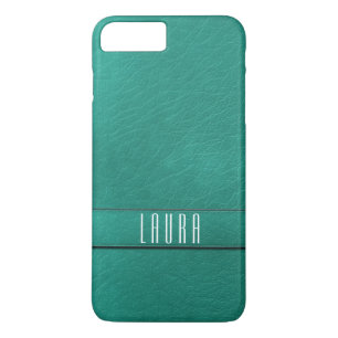 Personalised Teal Faux Leather Phone Case
