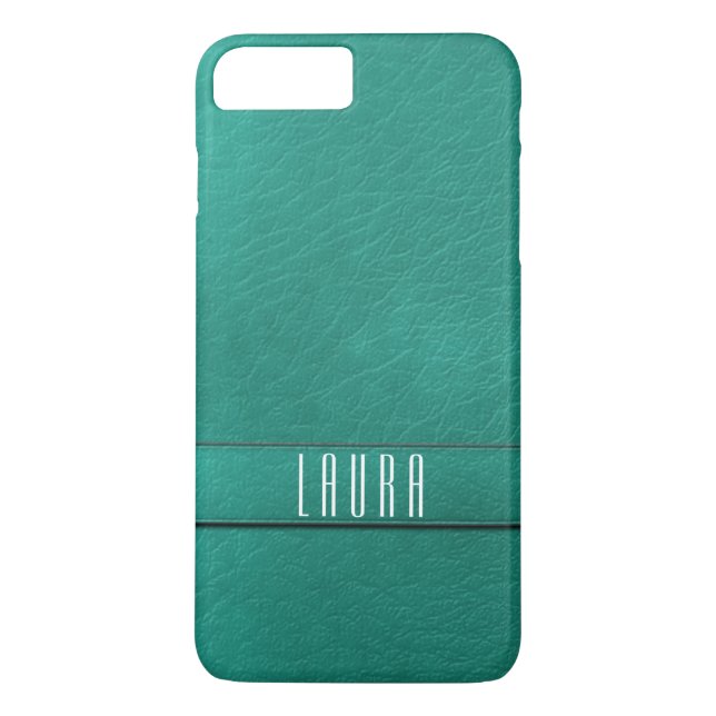 Personalised Teal Faux Leather Phone Case (Back)