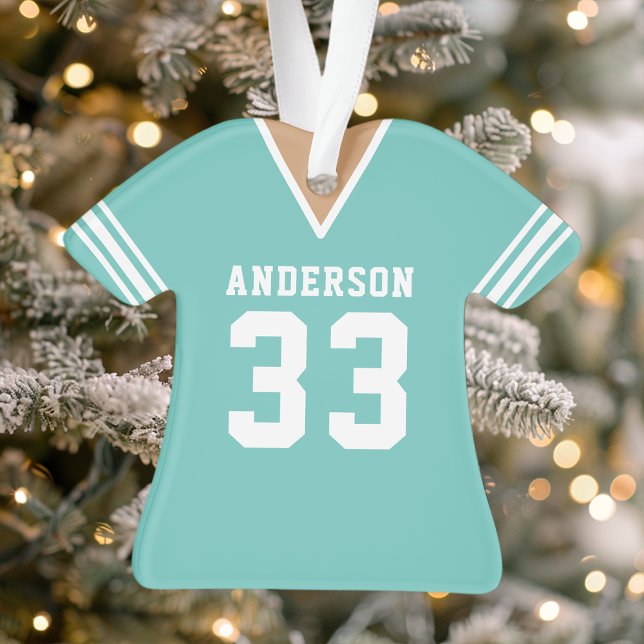 Personalised Teal Football Jersey Ornament (Creator Uploaded)