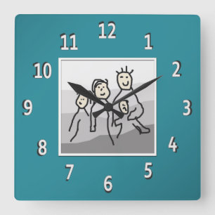 Personalised Teal Framed Photo Square Wall Clock