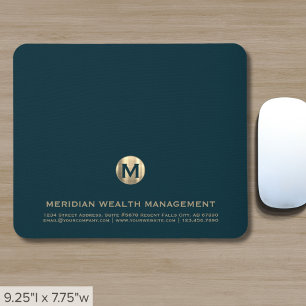 Personalised Teal Gold Business Monogram Mouse Pad