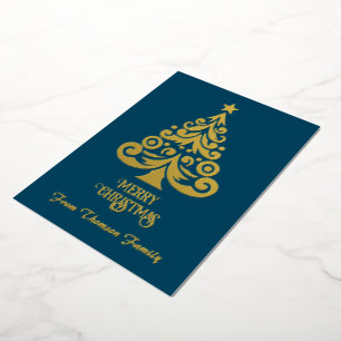 Personalised Teal Gold Foil Christmas Card