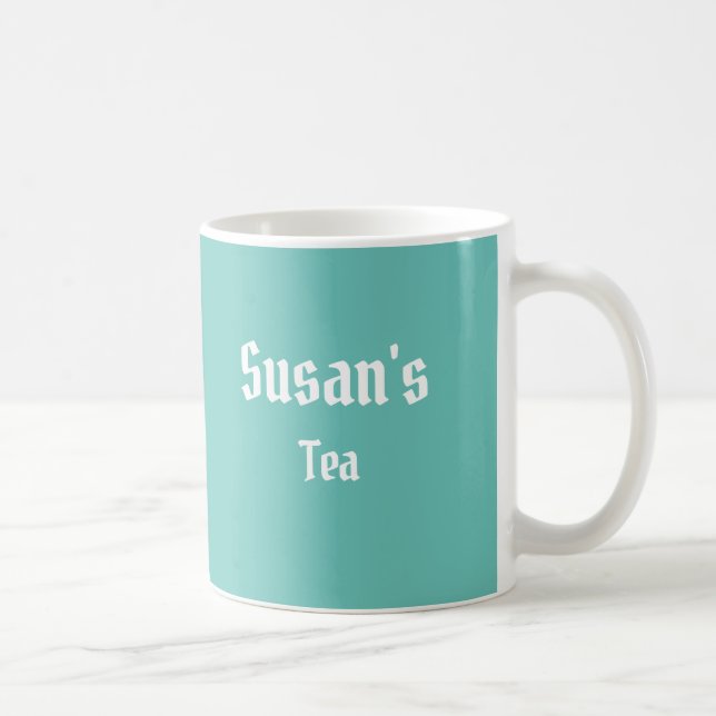 Personalised Teal Green Tea or Coffee Mug (Right)
