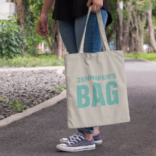 Personalised Teal Name Tote Bag