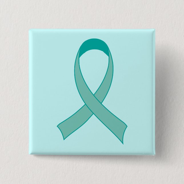 Personalised Teal Ribbon Fridge Magnet Gift 15 Cm Square Badge (Front)