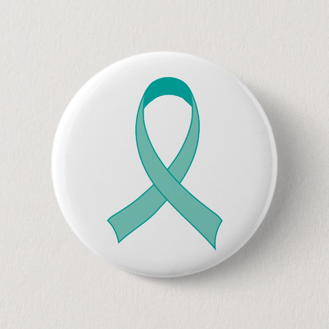 Personalised Teal Ribbon Tshirt Gift 6 Cm Round Badge (Front)