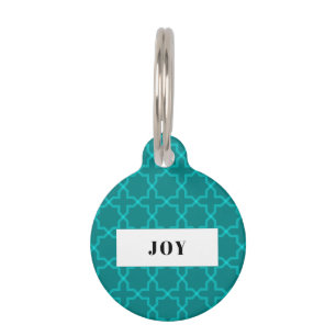 Personalised Teal Star Pattern Pile Pet Tag