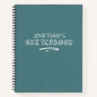 Personalised Teal White Sketchbook