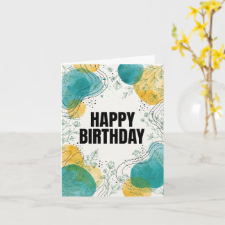 Personalised Teal Yellow Birthday Card
