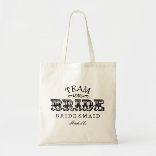 Personalised "Team Bride" Bridal Party Tote(black) Tote Bag