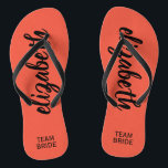 Personalised Team Bride Peach Thongs<br><div class="desc">Peach - or any colour - flip flops personalised with your name and "Team Bride" or any wording you choose. Change the colour straps,  too!</div>