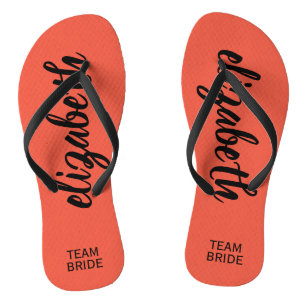 Personalised Team Bride Peach Thongs