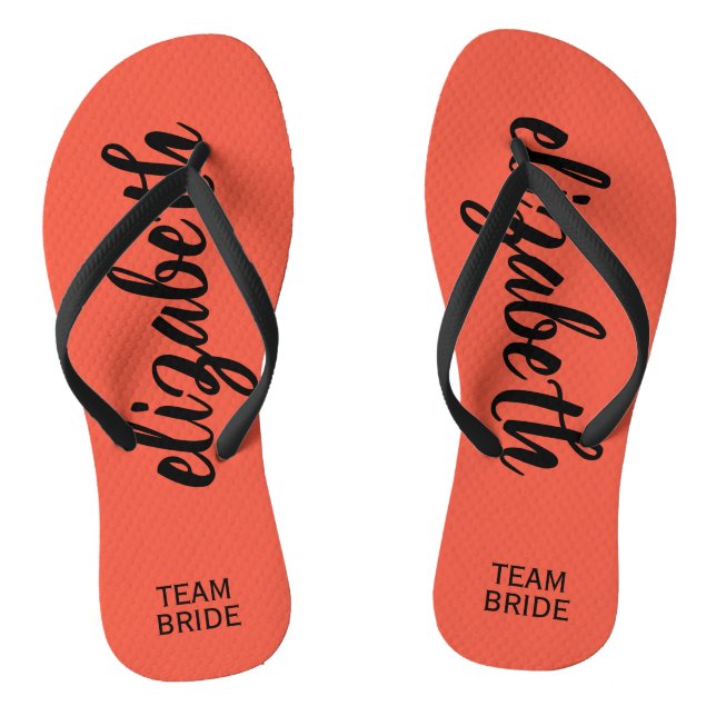 Personalised Team Bride Peach Thongs (Footbed)