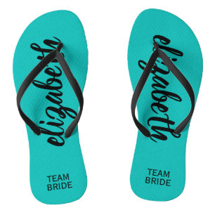 Personalised Team Bride Turquoise Thongs