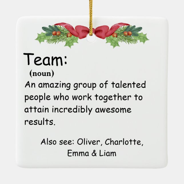Personalised Team Definition employee appreciation Ceramic Ornament (Back)