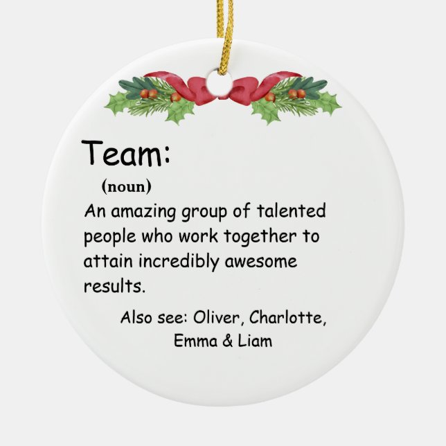 Personalised Team Definition employee appreciation Ceramic Ornament (Front)