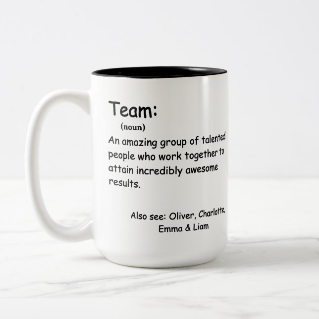 Personalised Team Definition employee appreciation Two-Tone Coffee Mug (Left)