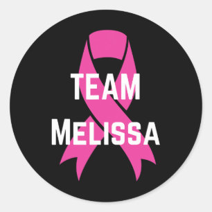 Personalised Team Melissa I Wear Pink Breast Cance Classic Round Sticker