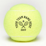 Personalised Team Name Custom Tennis Balls<br><div class="desc">Personalised tennis balls printed with custom team or tournament name in a sporty block letter sporty font and simple tennis racquet monogram. Any tennis player would appreciate the classic sports look on these personalised team name practice balls.</div>
