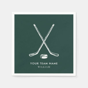 Personalised Team Name Ice Hockey Green Custom Napkin