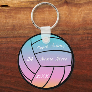 Personalised team name Pink Purple volleyball    Key Ring