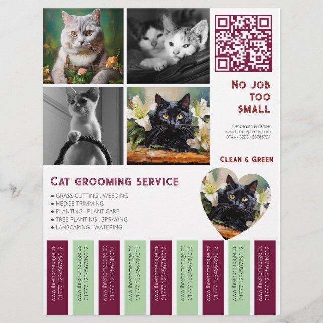 Personalised Tear Off Flyer Cat QR code  (Front)