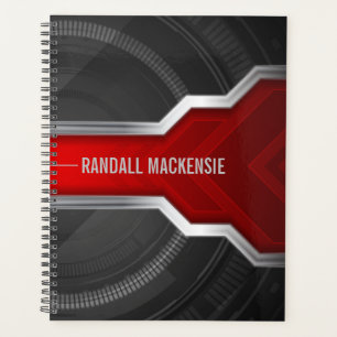 Personalised Techno-Themed Red and Black Planner