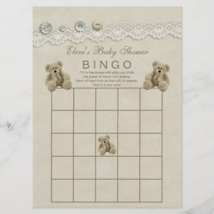 Personalised Teddy Baby Shower Bingo Invitation