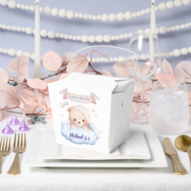 Personalised Teddy Bear 1st Birthday Favour Box (Wedding)