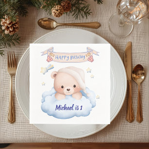 Personalised Teddy Bear 1st Birthday Paper Napkin
