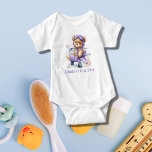 Personalised Teddy Bear Aeroplane Baby Boy Gift Baby Bodysuit<br><div class="desc">An adorable Teddy bear in an aeroplane on this baby body suit.  Personalise with your text or name.</div>