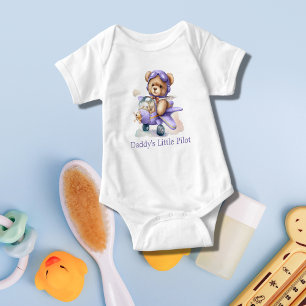 Personalised Teddy Bear Aeroplane Baby Boy Gift Bodysuit