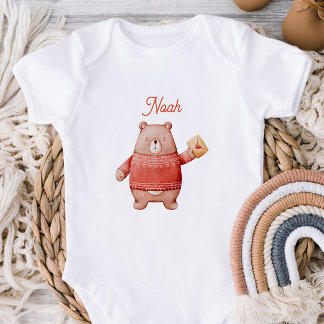 Personalised Teddy Bear Baby Bodysuit with Love Le