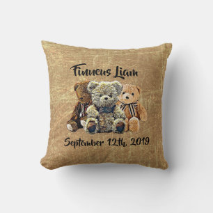 Personalised Teddy Bear Baby Boy Nursery Cushion