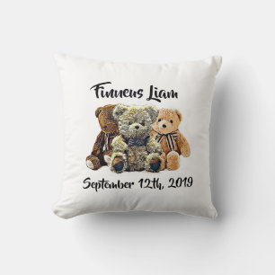 Personalised Teddy Bear Baby Boy Nursery Cushion