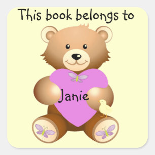 Personalised Teddy Bear Bookplate Sticker